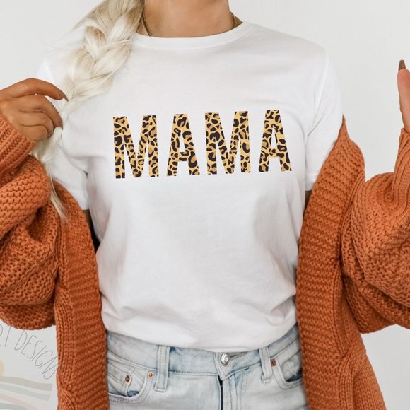 Tops - Mama T-shirt Leopard Print T-shirt Maternity Shirt Unisex Graphic T-shirt